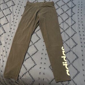 Adidas Dark Gray Leggings with White Logo